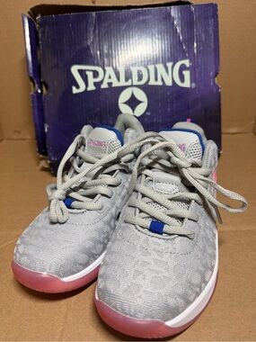 Spalding Girls Gray Sneakers with Pink Soles Size 2